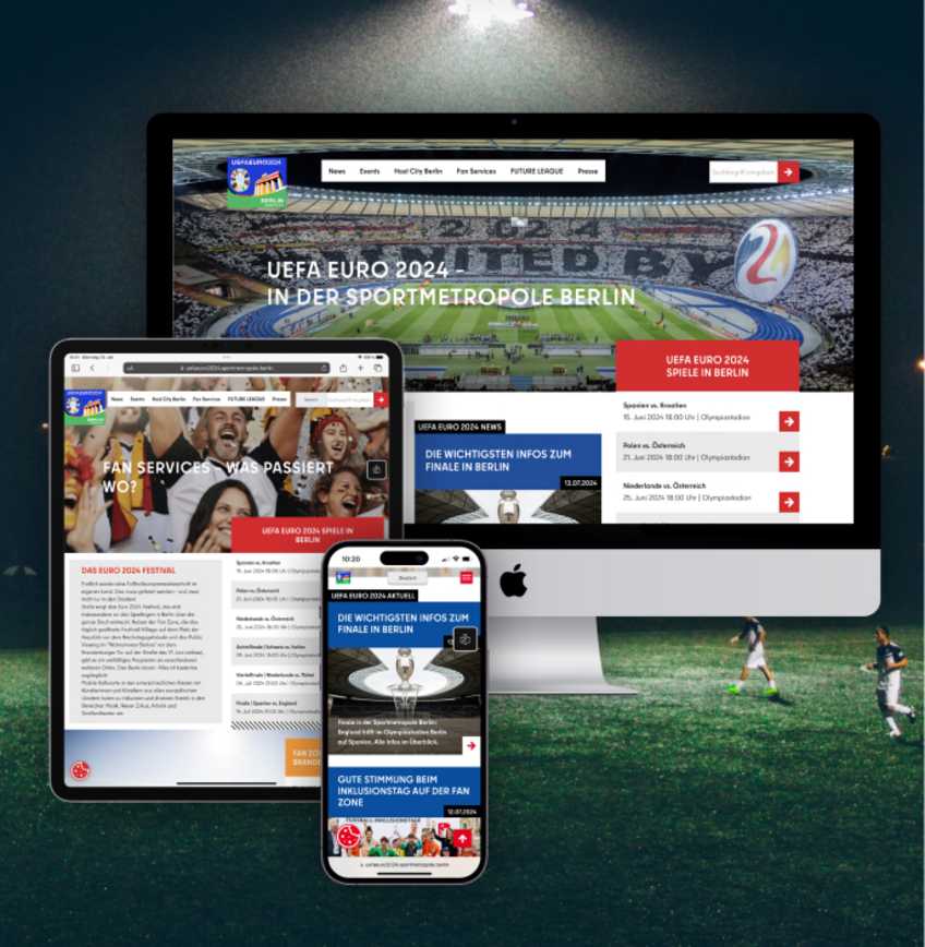 Website für die UEFA EURO 2024 Host City Berlin – entwickelt von CONNEX Werbeagentur Berlin