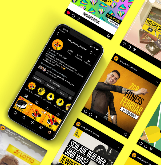 Social Media Content für ZUM GLÜCK BERLINER – entwickelt von CONNEX Werbeagentur Berlin